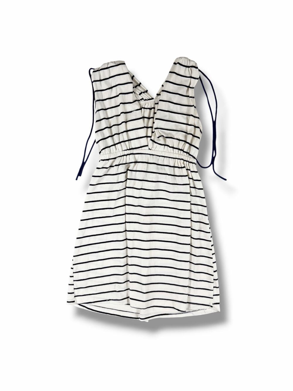 Mon Ami USA Striped Cutout Tie Back Mini Dress Ivory Navy Medium
